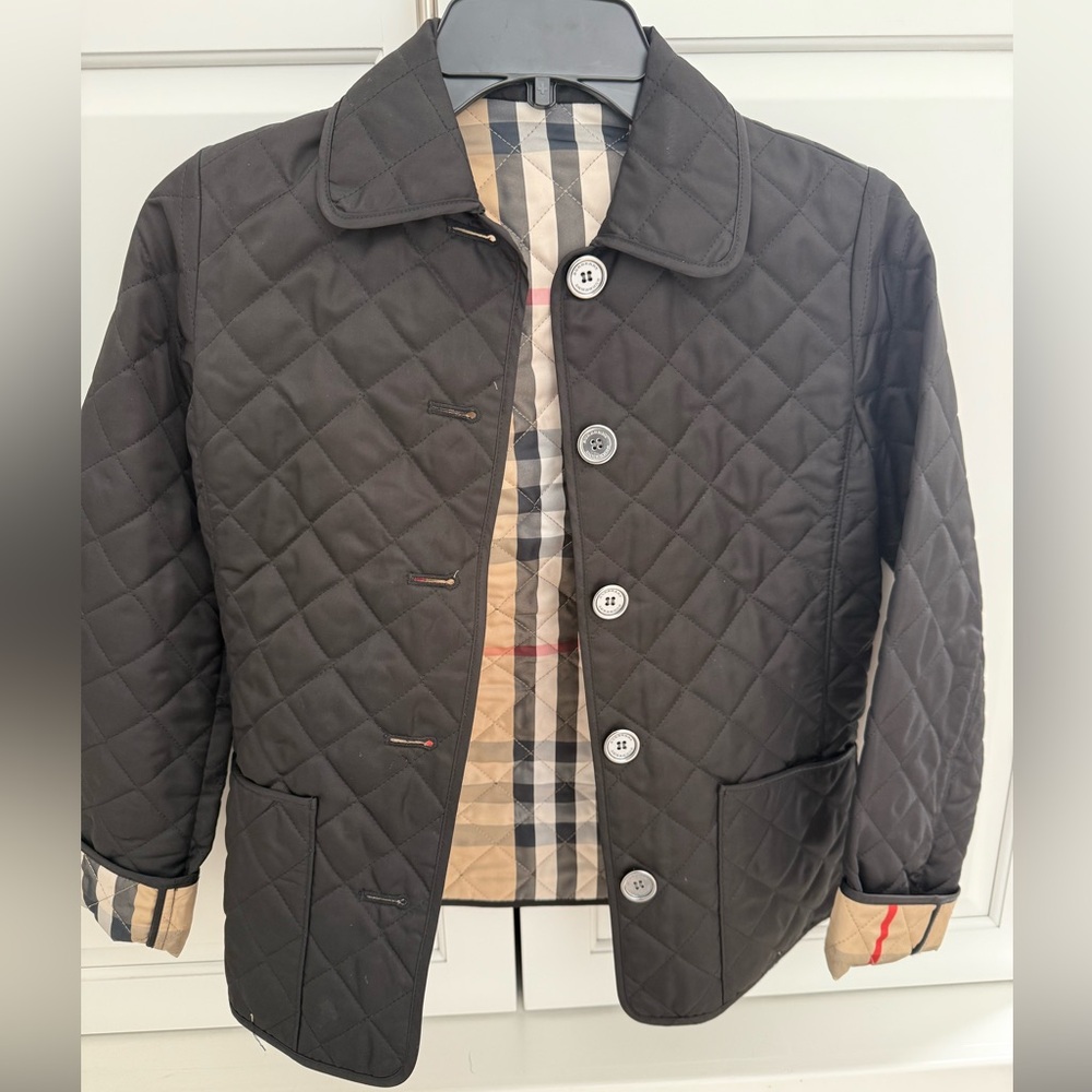 Burberry Girls Quilted Jacket Black 10Y